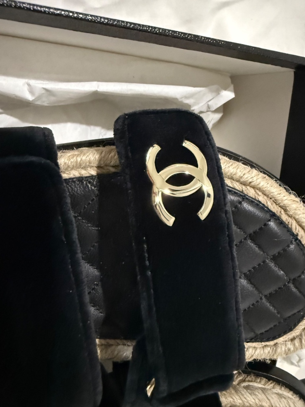 Authentic Chanel Black Velvet Dad Sandals - Picture 2 of 9